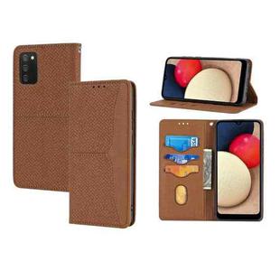 For Samsung Galaxy A02s 166mm Woven Texture Stitching Magnetic Horizontal Flip PU Leather Case with Holder & Card Slots & Wallet & Lanyard(Brown)