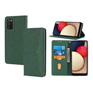 For Samsung Galaxy A02s 166mm Woven Texture Stitching Magnetic Horizontal Flip PU Leather Case with Holder & Card Slots & Wallet & Lanyard(Green)