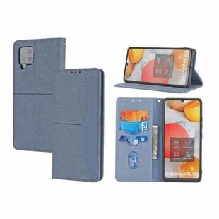 For Samsung Galaxy A12 5G Woven Texture Stitching Magnetic Horizontal Flip PU Leather Case with Holder & Card Slots & Wallet & Lanyard(Grey)