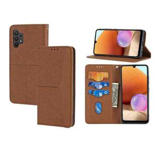 For Samsung Galaxy A32 5G Woven Texture Stitching Magnetic Horizontal Flip PU Leather Case with Holder & Card Slots & Wallet & Lanyard(Brown)