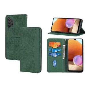 For Samsung Galaxy A32 5G Woven Texture Stitching Magnetic Horizontal Flip PU Leather Case with Holder & Card Slots & Wallet & Lanyard(Green)