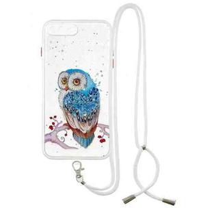 Colored Drawing Starry Sky Epoxy TPU Shockproof Case with Neck Lanyard For iPhone 8 Plus / 7 Plus(Owl)