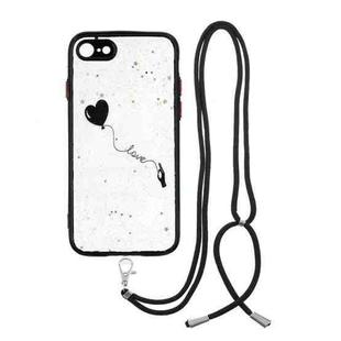 For iPhone SE 2022 / SE 2020 / 8 / 7 Colored Drawing Starry Sky Epoxy TPU Shockproof Case with Neck Lanyard(Love)