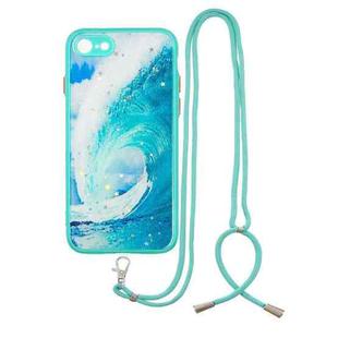 For iPhone SE 2022 / SE 2020 / 8 / 7 Colored Drawing Starry Sky Epoxy TPU Shockproof Case with Neck Lanyard(Waves)