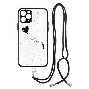 For iPhone 11 Pro Colored Drawing Starry Sky Epoxy TPU Shockproof Case with Neck Lanyard (Love)