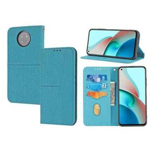 For Xiaomi Redmi Note 9 5G Woven Texture Stitching Magnetic Horizontal Flip PU Leather Case with Holder & Card Slots & Wallet & Lanyard(Blue)