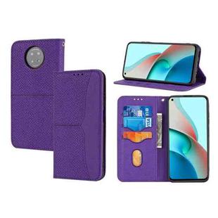 For Xiaomi Redmi Note 9 5G Woven Texture Stitching Magnetic Horizontal Flip PU Leather Case with Holder & Card Slots & Wallet & Lanyard(Purple)