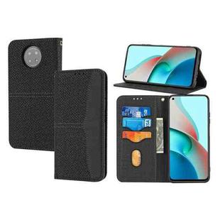 For Xiaomi Redmi Note 9 5G Woven Texture Stitching Magnetic Horizontal Flip PU Leather Case with Holder & Card Slots & Wallet & Lanyard(Black)