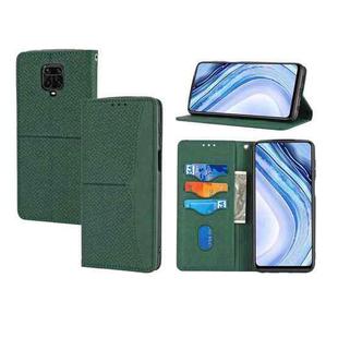 For Xiaomi Redmi Note 9 Pro Max Woven Texture Stitching Magnetic Horizontal Flip PU Leather Case with Holder & Card Slots & Wallet & Lanyard(Green)
