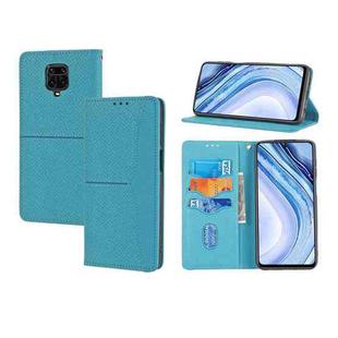 For Xiaomi Redmi Note 9 Pro Max Woven Texture Stitching Magnetic Horizontal Flip PU Leather Case with Holder & Card Slots & Wallet & Lanyard(Blue)