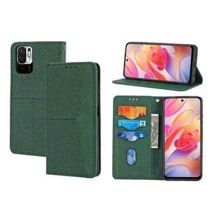 For Xiaomi Redmi Note 10 Woven Texture Stitching Magnetic Horizontal Flip PU Leather Case with Holder & Card Slots & Wallet & Lanyard(Green)