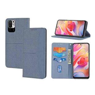For Xiaomi Redmi Note 10 Woven Texture Stitching Magnetic Horizontal Flip PU Leather Case with Holder & Card Slots & Wallet & Lanyard(Grey)