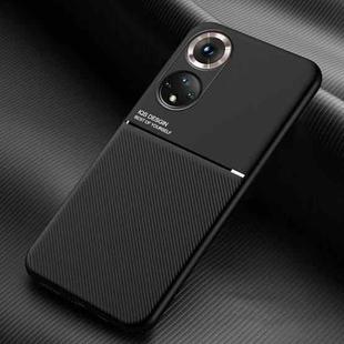 Classic Tilt Strip Grain Magnetic Shockproof PC + TPU Case For Honor 50 Pro(Black)