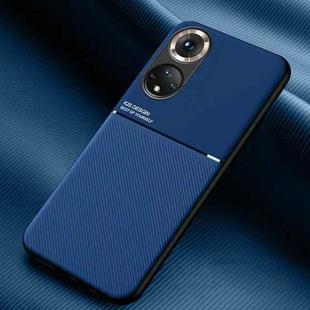 Classic Tilt Strip Grain Magnetic Shockproof PC + TPU Case For Honor 50 Pro(Blue)