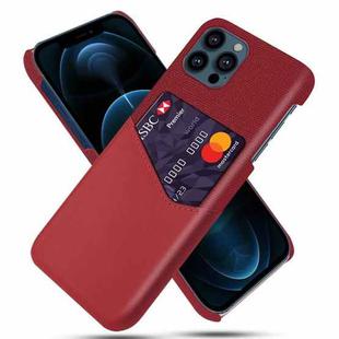 For iPhone 13 Pro Cloth Texture PC + PU Leather Back Cover Shockproof Case with Card Slot (Red)
