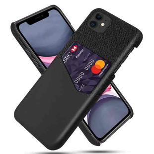 For iPhone 11 Cloth Texture PC + PU Leather Back Cover Shockproof Case with Card Slot (Black)