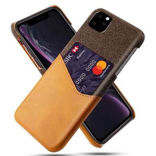 For iPhone 11 Pro Cloth Texture PC + PU Leather Back Cover Shockproof Case with Card Slot (Orange)
