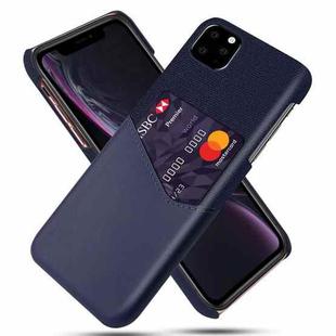 For iPhone 11 Pro Cloth Texture PC + PU Leather Back Cover Shockproof Case with Card Slot (Blue)