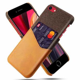 For iPhone SE 2022 / SE 2020 / 8 / 7 Cloth Texture PC + PU Leather Back Cover Shockproof Case with Card Slot(Orange)