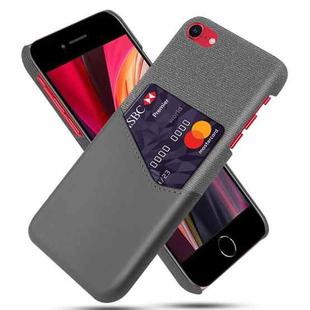 For iPhone SE 2022 / SE 2020 / 8 / 7 Cloth Texture PC + PU Leather Back Cover Shockproof Case with Card Slot(Grey)