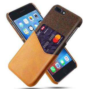 Cloth Texture PC + PU Leather Back Cover Shockproof Case with Card Slot For iPhone 7 Plus / 8  Plus(Orange)