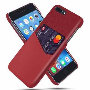 Cloth Texture PC + PU Leather Back Cover Shockproof Case with Card Slot For iPhone 7 Plus / 8  Plus(Red)