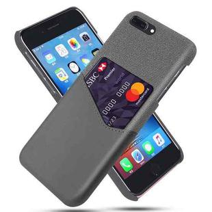 Cloth Texture PC + PU Leather Back Cover Shockproof Case with Card Slot For iPhone 7 Plus / 8  Plus(Grey)