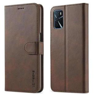 LC.IMEEKE Calf Texture Horizontal Flip Leather Case with Holder & Card Slots & Wallet For OPPO A16(Brown)