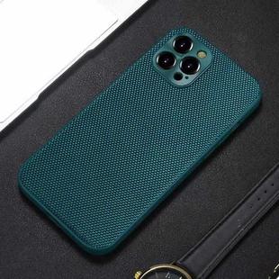 For iPhone 12 Pro Accurate Hole Braided Nylon Heat Dissipation PC + TPU Protective Case(Dark Green)