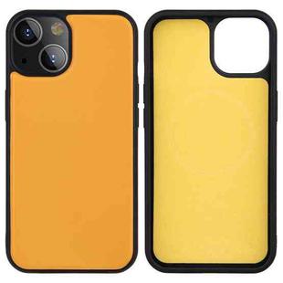 PU Leather Skin Magnetic Patch TPU Shockproof Magsafe Case For iPhone 13(Yellow)