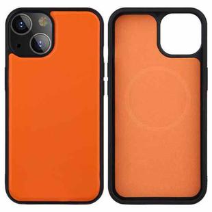 For iPhone 13 Pro PU Leather Skin Magnetic Patch TPU Shockproof Magsafe Case (Orange)
