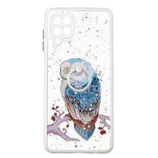 For Samsung Galaxy A12 / M12 Colored Drawing Starry Sky Epoxy TPU Shockproof Case with Ring Holder(Owl)