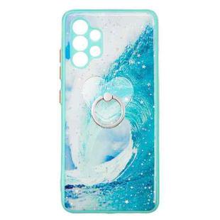 For Samsung Galaxy A32 4G Colored Drawing Starry Sky Epoxy TPU Shockproof Case with Ring Holder(Waves)