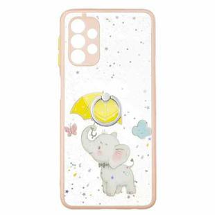 For Samsung Galaxy A32 5G Colored Drawing Starry Sky Epoxy TPU Shockproof Case with Ring Holder(Baby Elephant)