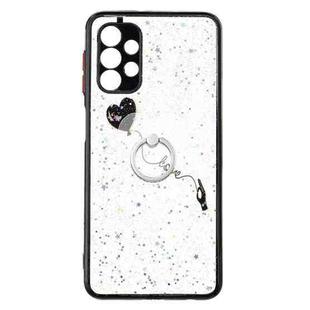 For Samsung Galaxy A32 5G Colored Drawing Starry Sky Epoxy TPU Shockproof Case with Ring Holder(Heart)