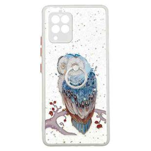 For Samsung Galaxy A42 5G Colored Drawing Starry Sky Epoxy TPU Shockproof Case with Ring Holder(Owl)
