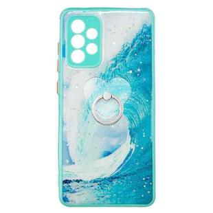 For Samsung Galaxy A72 5G Colored Drawing Starry Sky Epoxy TPU Shockproof Case with Ring Holder(Waves)