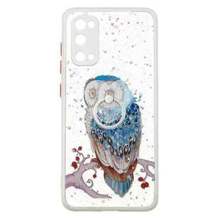 For Samsung Galaxy S20 Colored Drawing Starry Sky Epoxy TPU Shockproof Case with Ring Holder(Owl)