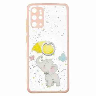 For Samsung Galaxy S20+ Colored Drawing Starry Sky Epoxy TPU Shockproof Case with Ring Holder(Baby Elephant)