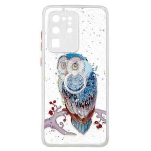 For Samsung Galaxy S20 Ultra Colored Drawing Starry Sky Epoxy TPU Shockproof Case with Ring Holder(Owl)