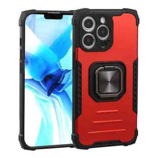 For iPhone 13 Pro Max Fierce Warrior Series Armor All-inclusive Shockproof Aluminum Alloy + TPU Protective Case with Ring Holder (Red)