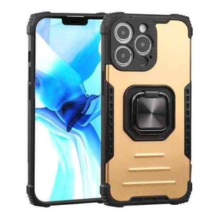 For iPhone 13 Pro Max Fierce Warrior Series Armor All-inclusive Shockproof Aluminum Alloy + TPU Protective Case with Ring Holder (Gold)