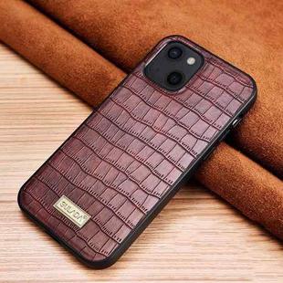 For iPhone 13 mini SULADA Crocodile Texture TPU Protective Case (Mocha Brown)