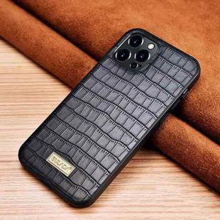 For iPhone 13 Pro SULADA Crocodile Texture TPU Protective Case (Black)