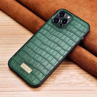 For iPhone 13 Pro Max SULADA Crocodile Texture TPU Protective Case (Dark Green)