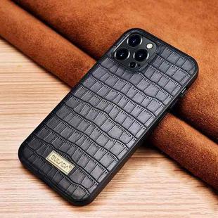 For iPhone 13 Pro Max SULADA Crocodile Texture TPU Protective Case (Black)