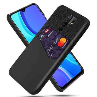 For Xiaomi Redmi 9 Cloth Texture PC + PU Leather Back Cover Shockproof Case with Card Slot(Black)