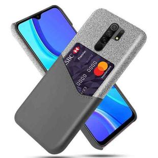 For Xiaomi Redmi 9 Cloth Texture PC + PU Leather Back Cover Shockproof Case with Card Slot(Grey)
