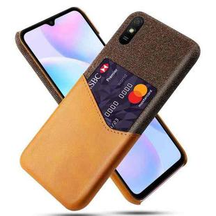 For Xiaomi Redmi 9A Cloth Texture PC + PU Leather Back Cover Shockproof Case with Card Slot(Orange)