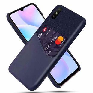 For Xiaomi Redmi 9A Cloth Texture PC + PU Leather Back Cover Shockproof Case with Card Slot(Blue)